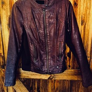 Women's burgundy Leather Jacket (Medium)